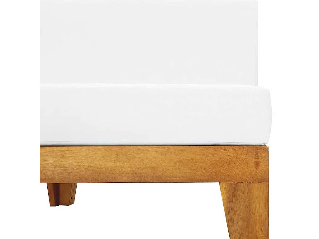 Canapé central sectionnel et coussins blanc crème Bois d'acacia