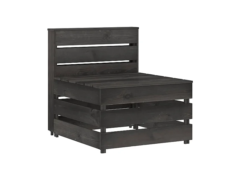 Sofá central de jardín de palets madera de pino impregnada gris