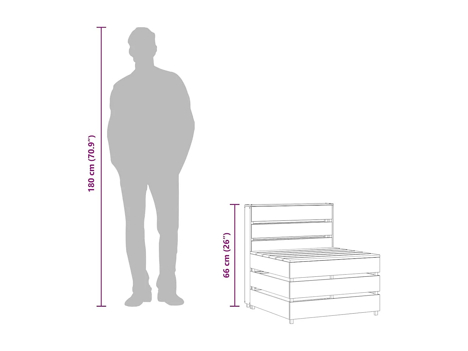 Canapé central palette de jardin gris bois de pin imprégné