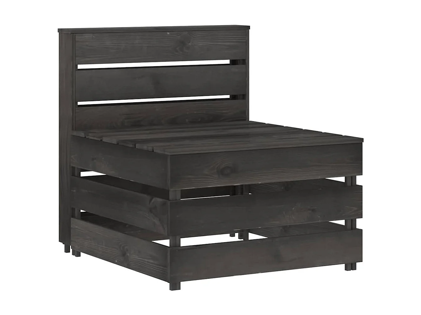 Canapé central palette de jardin gris bois de pin imprégné