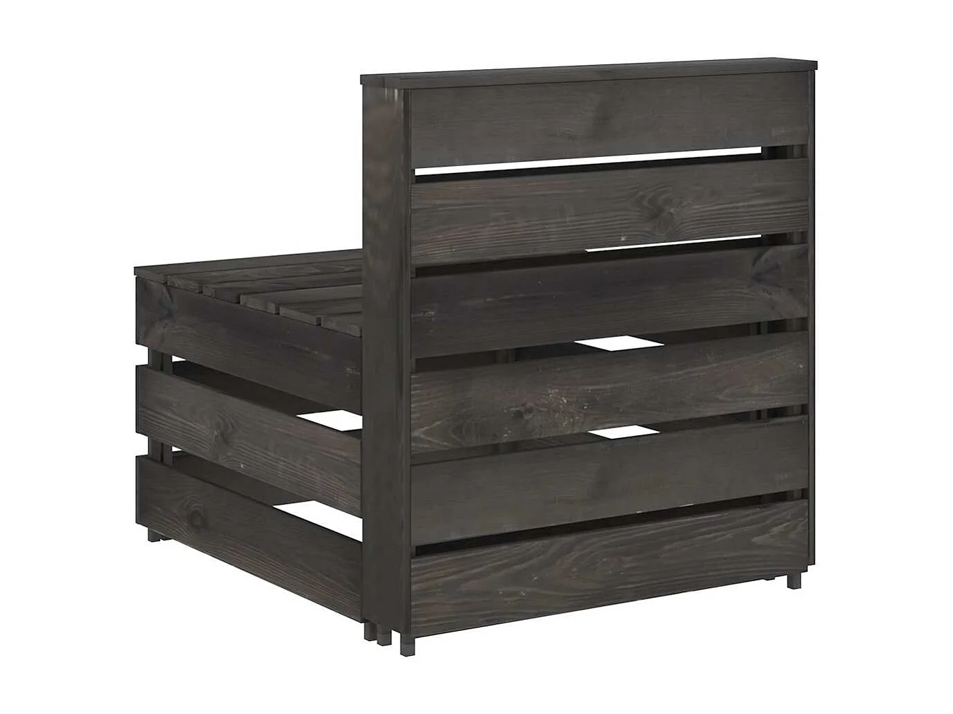 Canapé central palette de jardin gris bois de pin imprégné