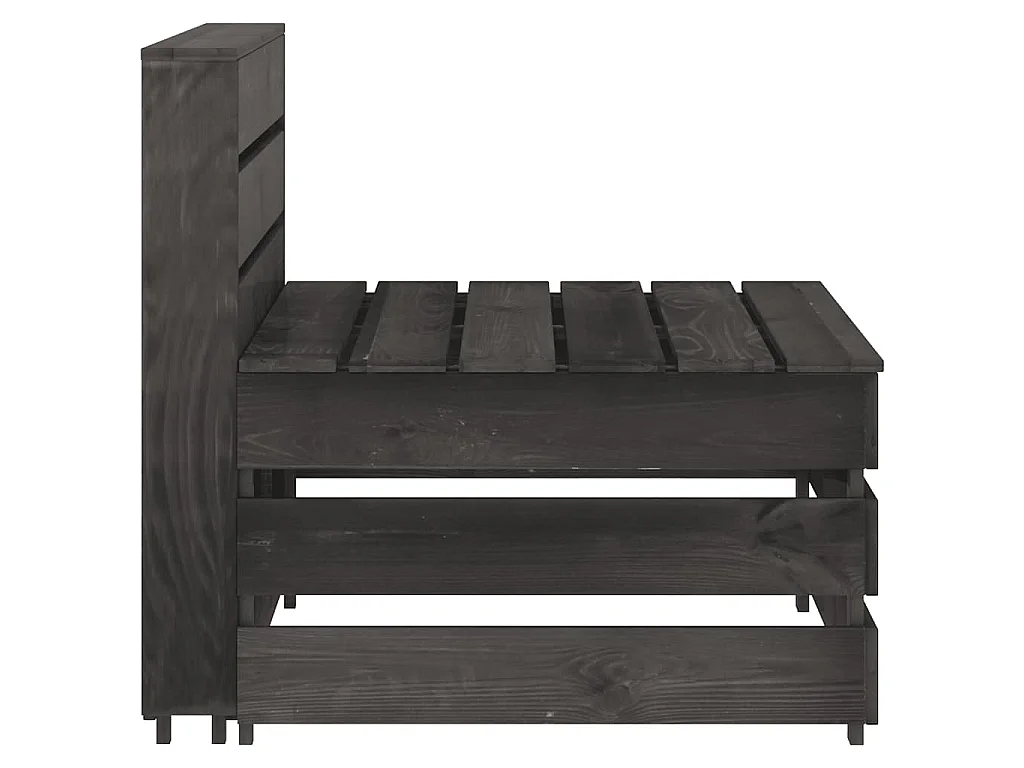 Canapé central palette de jardin gris bois de pin imprégné