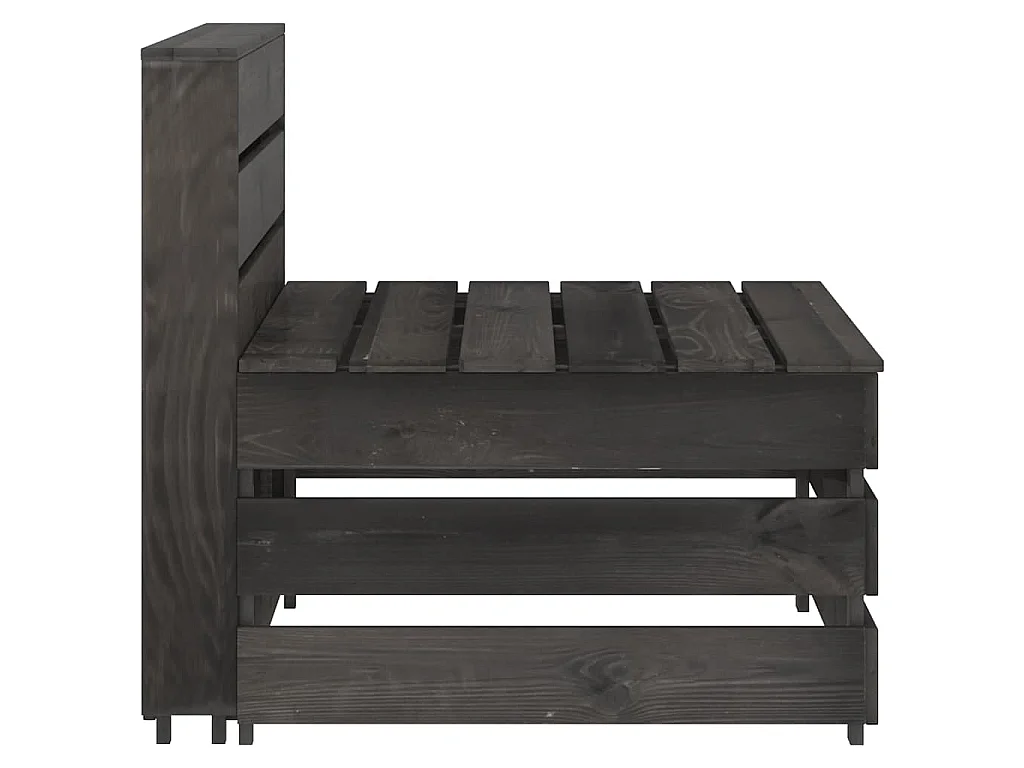 Divano Centrale da Giardino Pallet Legno Pino Impregnato Grigio