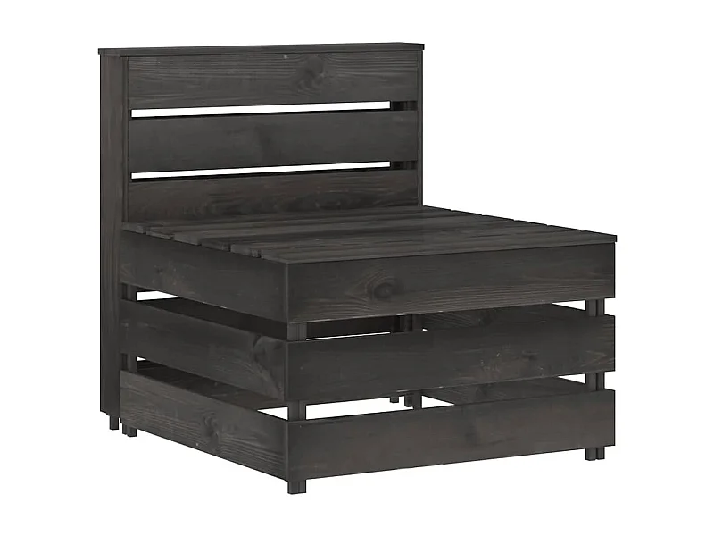 Canapé central palette de jardin gris bois de pin imprégné