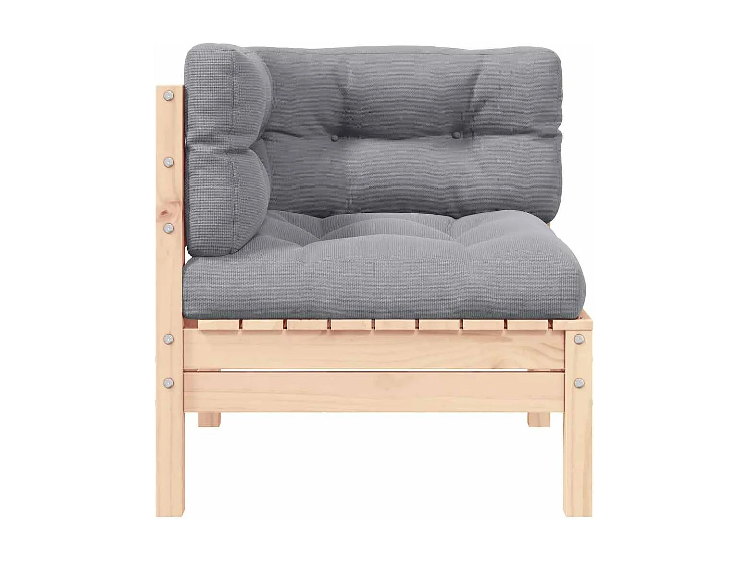 Tuinhoekbank met grijze kussens massief grenenhout