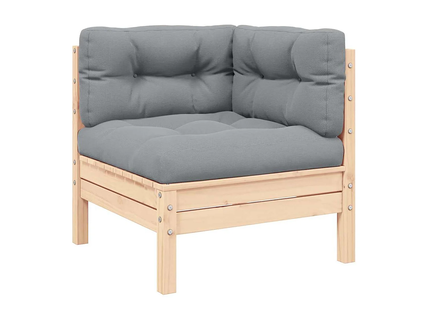 Tuinhoekbank met grijze kussens massief grenenhout