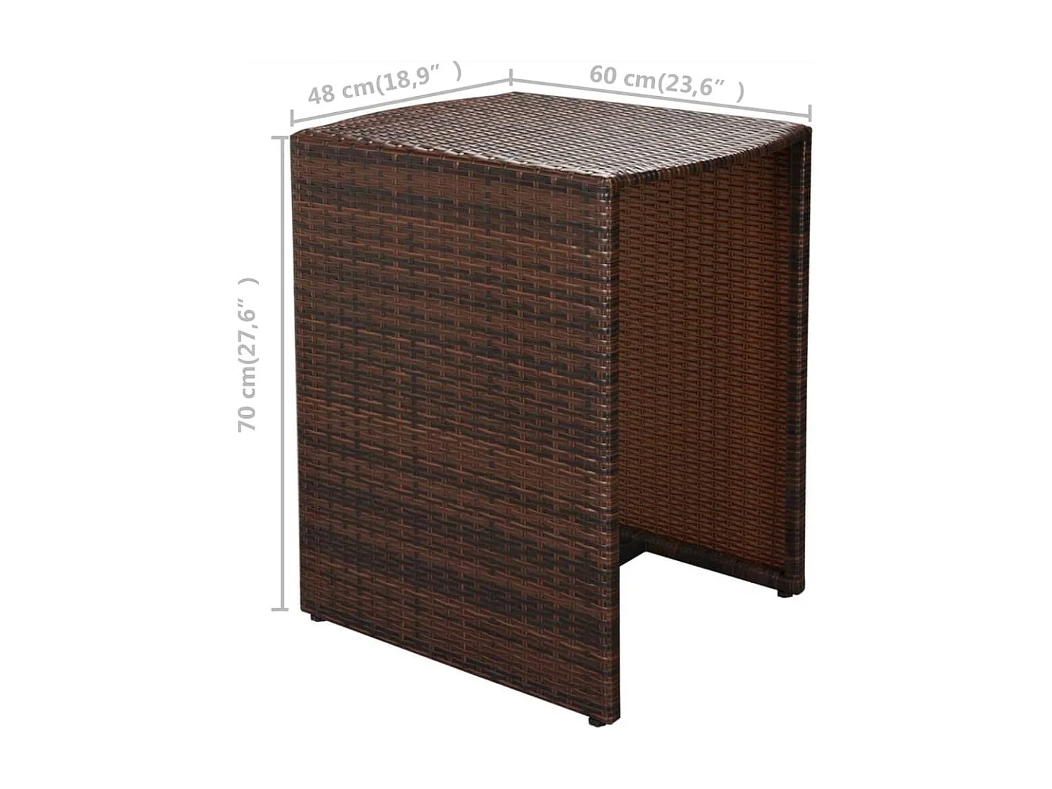 3-delige Bistroset met kussens poly rattan bruin