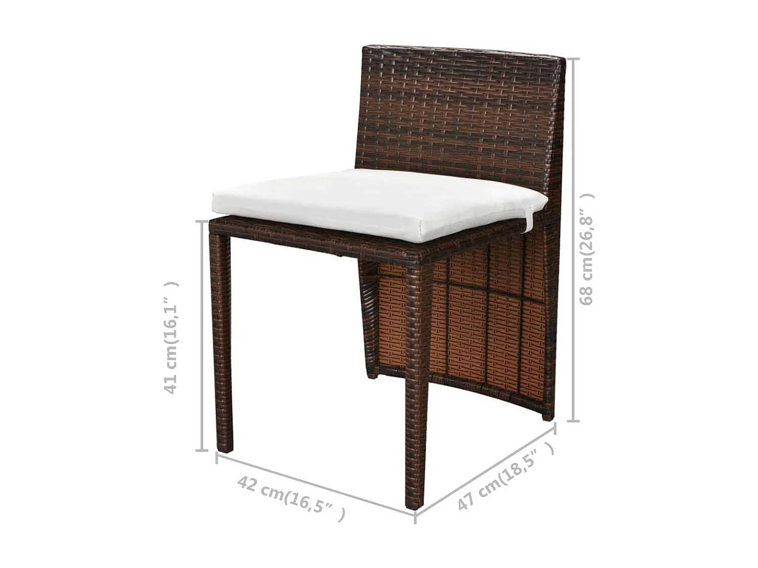 3-delige Bistroset met kussens poly rattan bruin