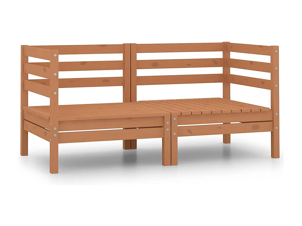 Canapés d'angle de jardin 2 pcs marron miel bois de pin solide