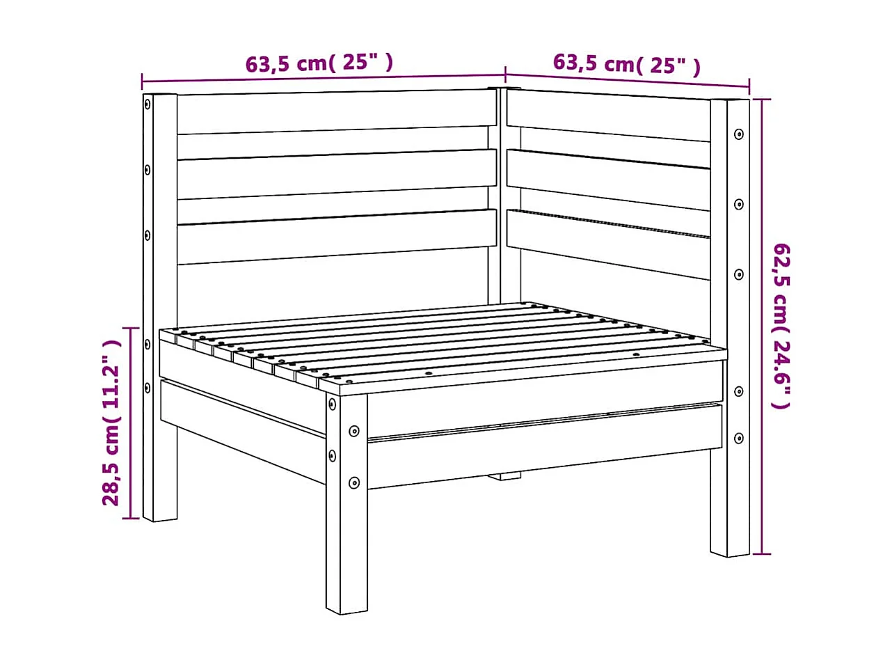 Canapés d'angle de jardin 2 pcs marron miel bois de pin solide