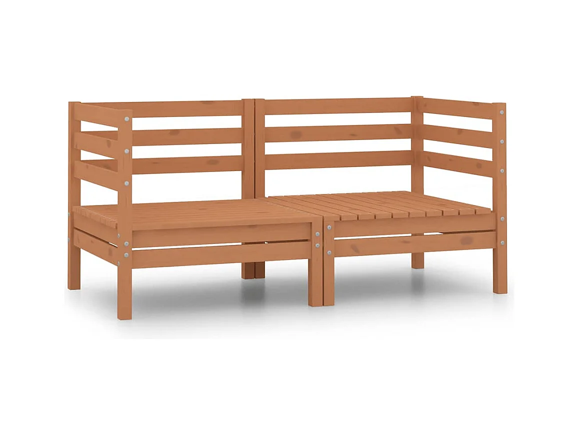 Canapés d'angle de jardin 2 pcs marron miel bois de pin solide