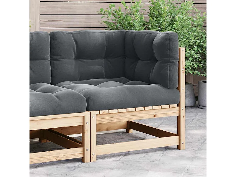 Canapé d'angle de jardin coussins anthracite Bois de pin massif