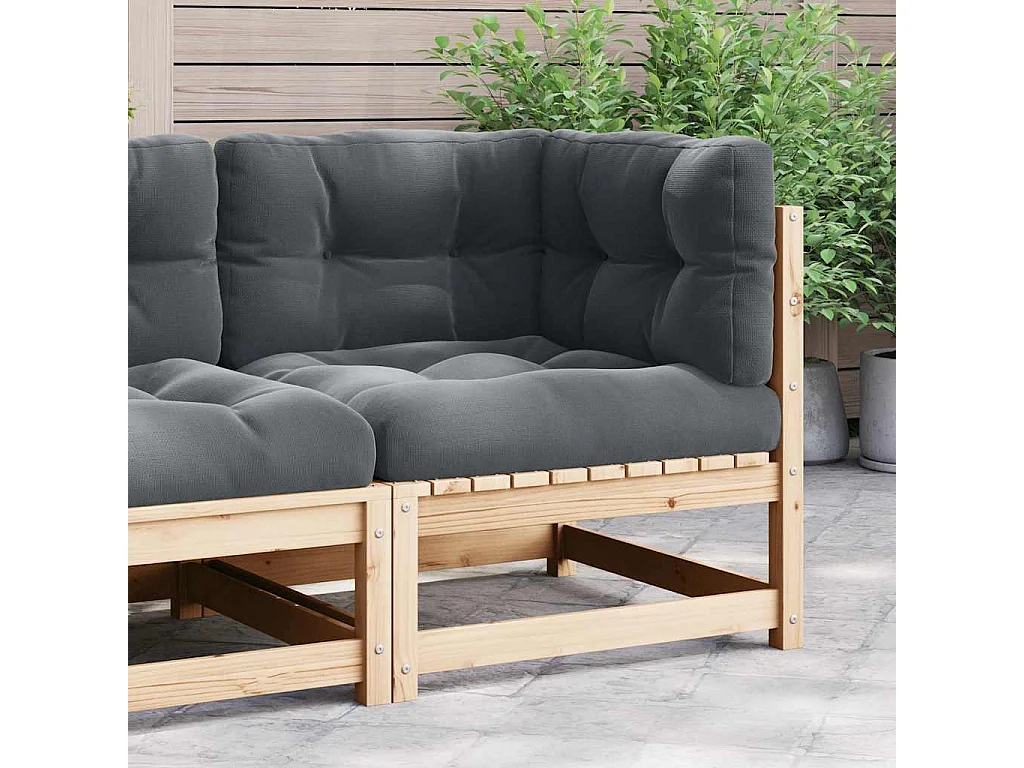 Canapé d'angle de jardin coussins anthracite Bois de pin massif