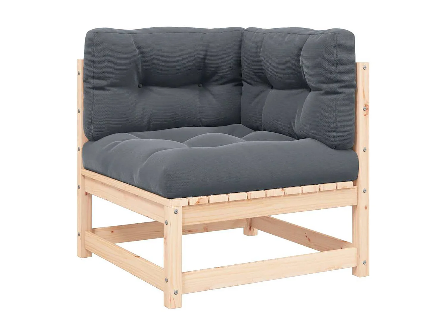 Canapé d'angle de jardin coussins anthracite Bois de pin massif