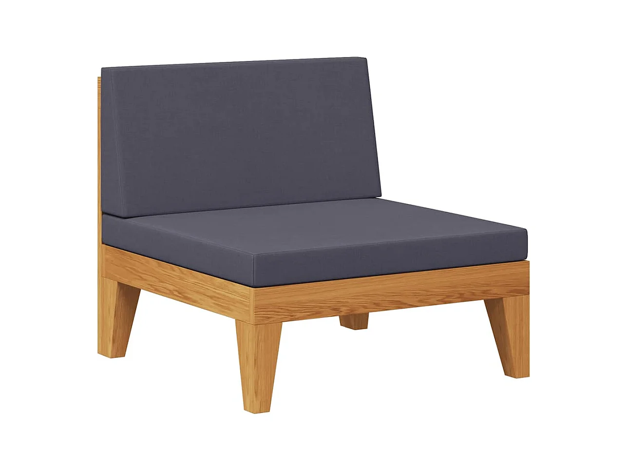 Canapé central sectionnel et coussins gris foncé Bois d'acacia