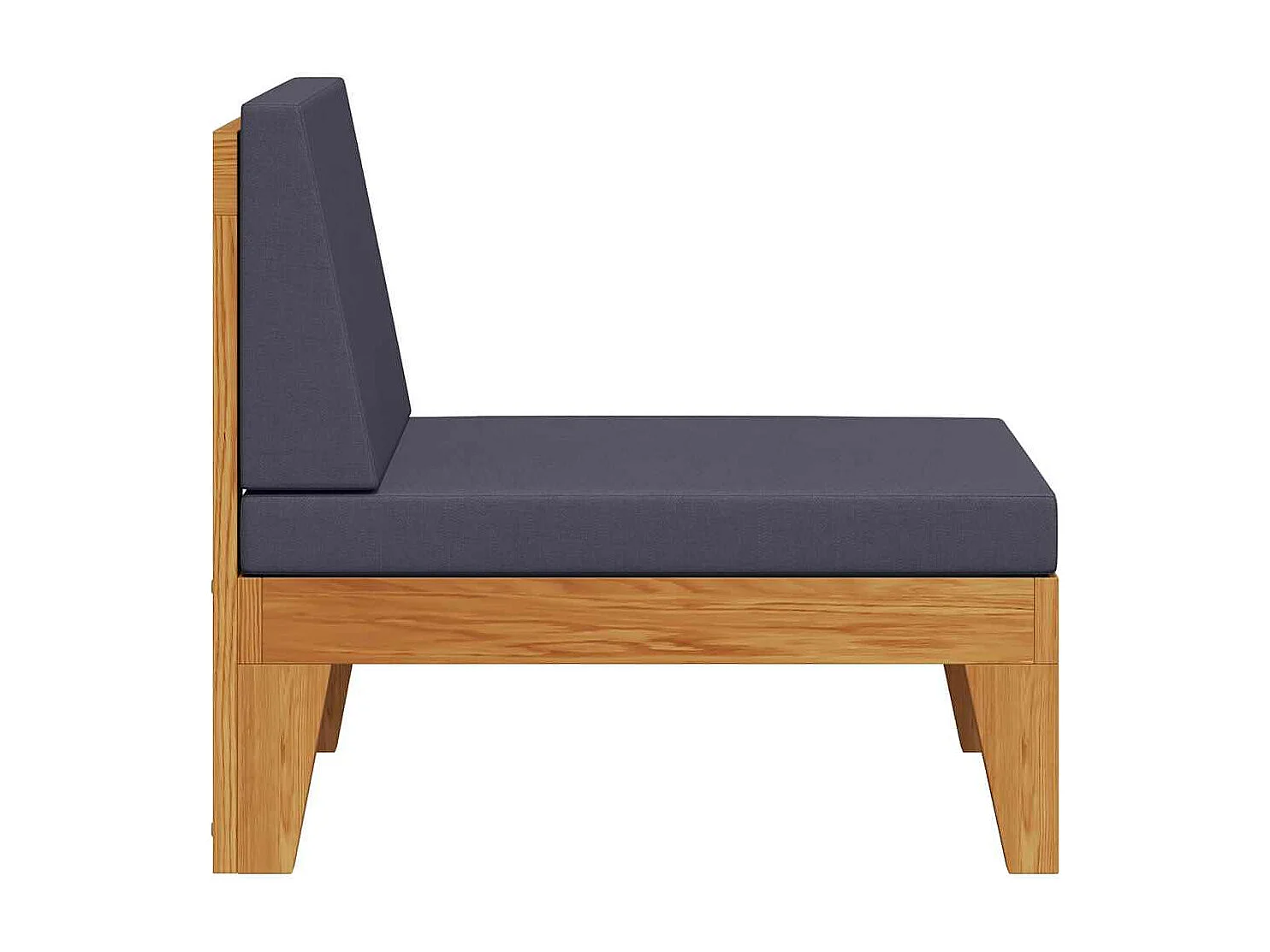 Canapé central sectionnel et coussins gris foncé Bois d'acacia