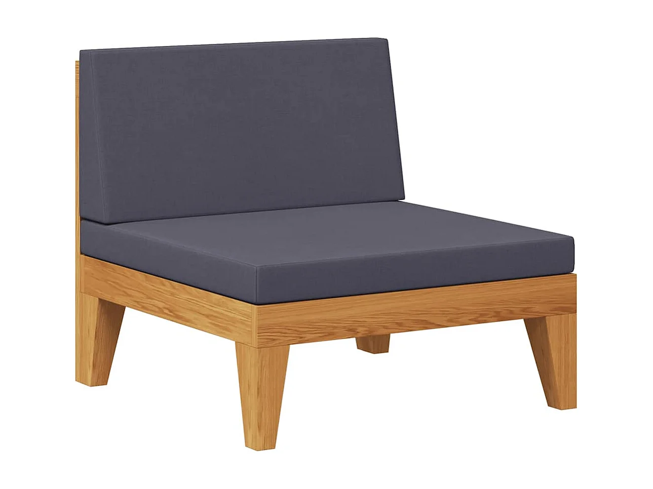 Canapé central sectionnel et coussins gris foncé Bois d'acacia