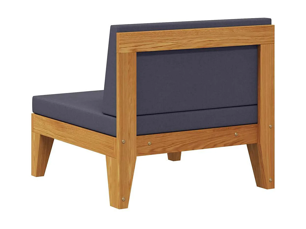 Canapé central sectionnel et coussins gris foncé Bois d'acacia