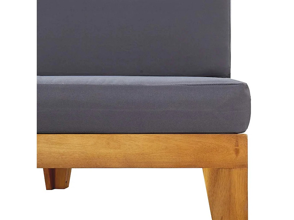 Canapé central sectionnel et coussins gris foncé Bois d'acacia