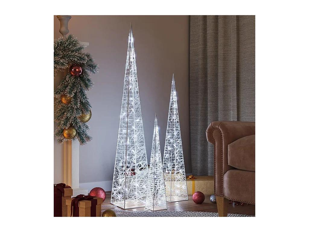 Cono de luz LED decorativo acrílico blanco frío 60/90/120 cm