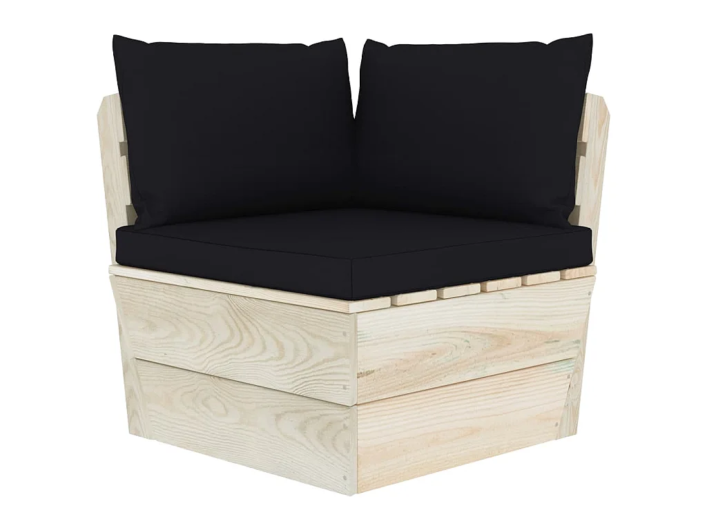 Canapé d'angle palette de jardin avec coussins Épicéa imprégné