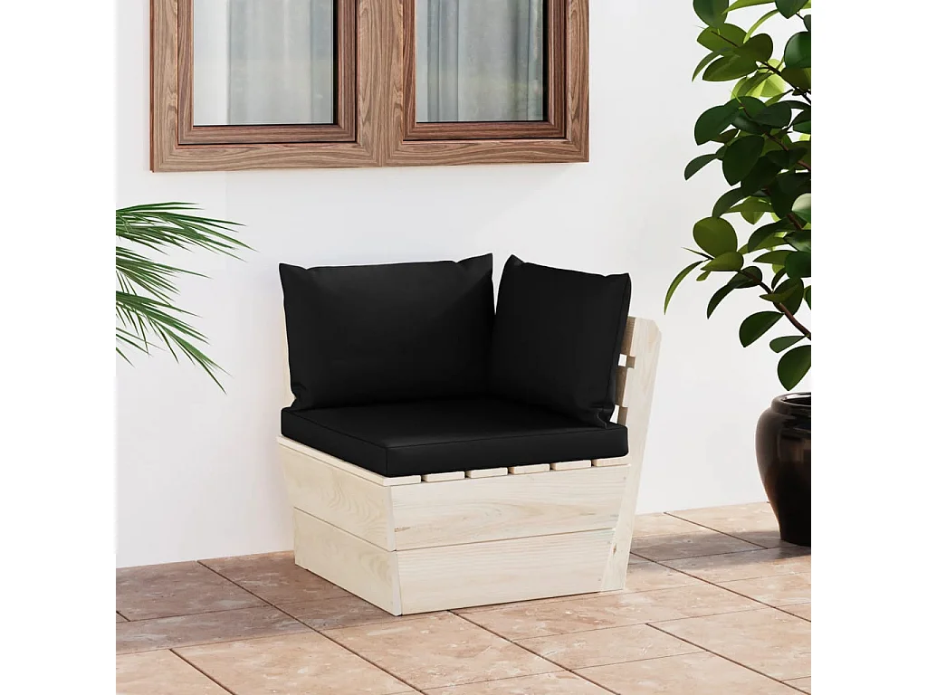 Canapé d'angle palette de jardin avec coussins Épicéa imprégné
