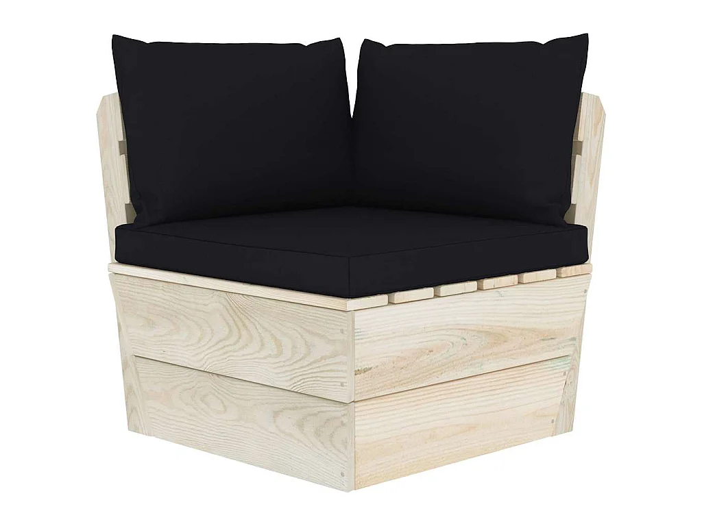Divano Angolare da Giardino su Pallet e Cuscini Legno di Abete