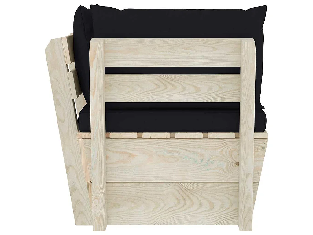 Divano Angolare da Giardino su Pallet e Cuscini Legno di Abete