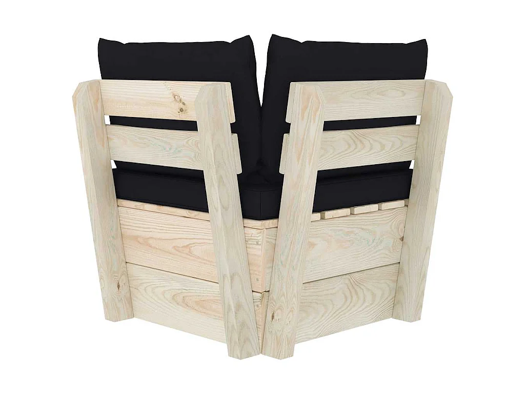 Divano Angolare da Giardino su Pallet e Cuscini Legno di Abete