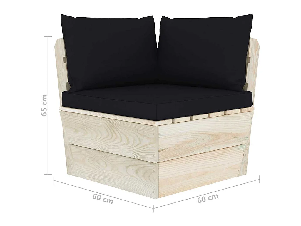 Divano Angolare da Giardino su Pallet e Cuscini Legno di Abete