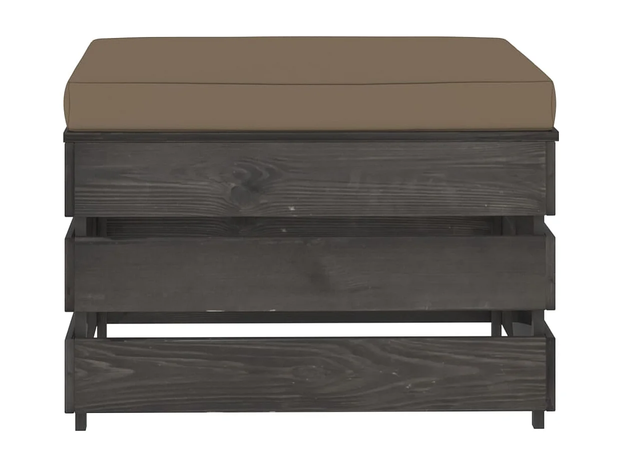 Pouf sectionnel avec coussin Bois imprégné de gris