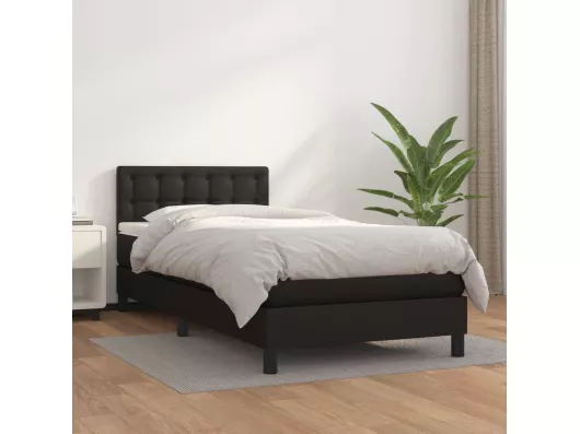 Kauf Unique Boxspringbett mit Matratze Schwarz 90x200 cm Kunstleder