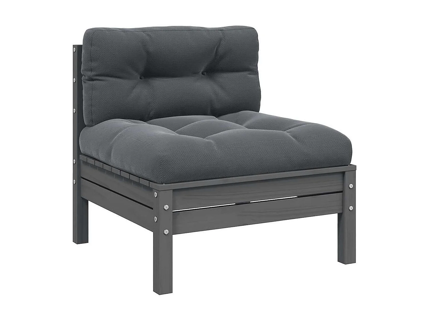 Canapé central de jardin avec coussins anthracite Gris Pin