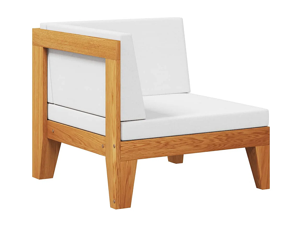 Modular-Ecksofa mit Cremeweißen Kissen Akazie Massivholz