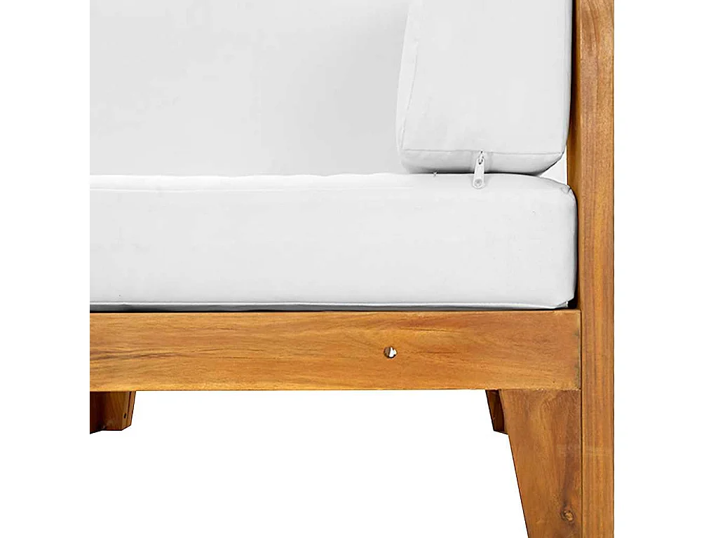 Modular-Ecksofa mit Cremeweißen Kissen Akazie Massivholz