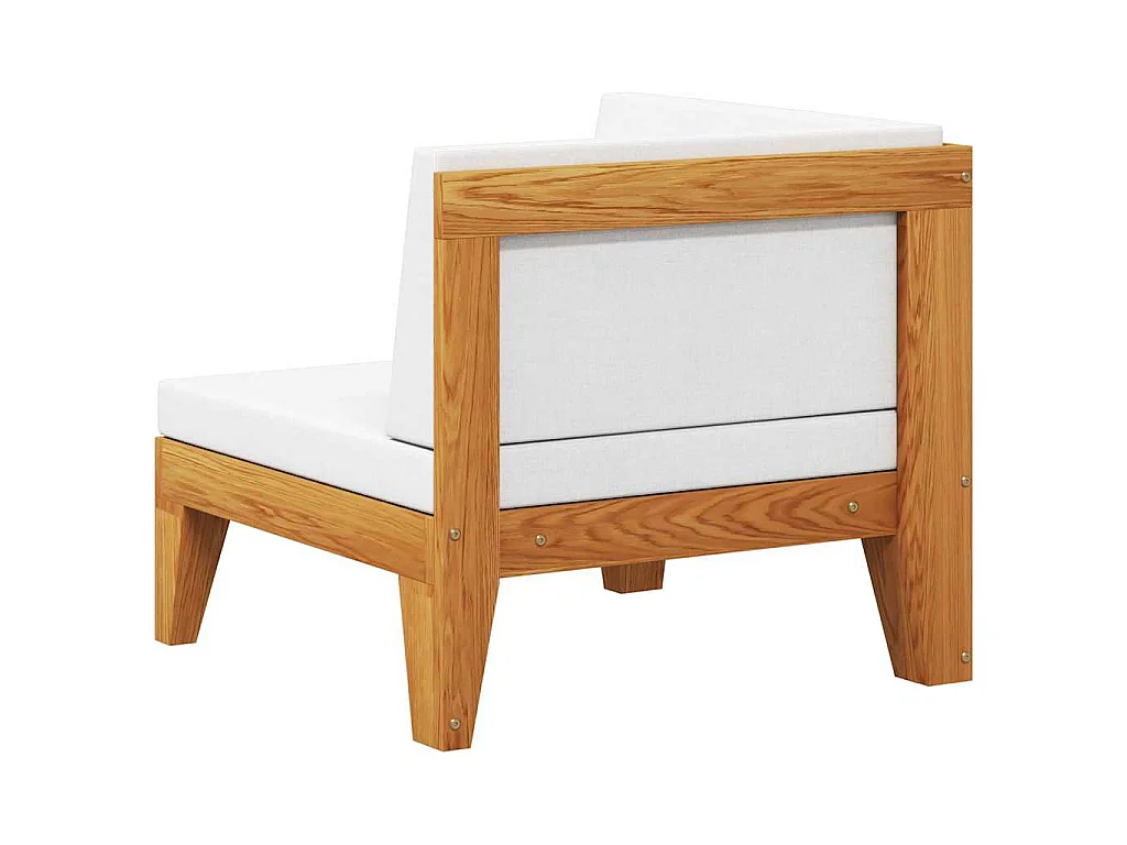 Canapé d'angle sectionnel et coussins blanc crème Bois d'acacia