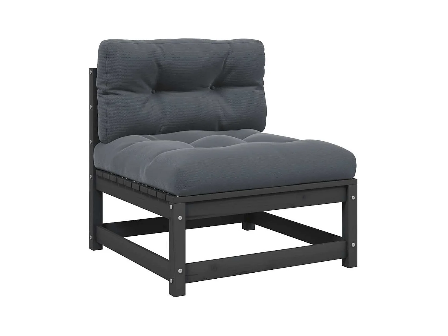 Canapé central de jardin avec coussins anthracite Gris