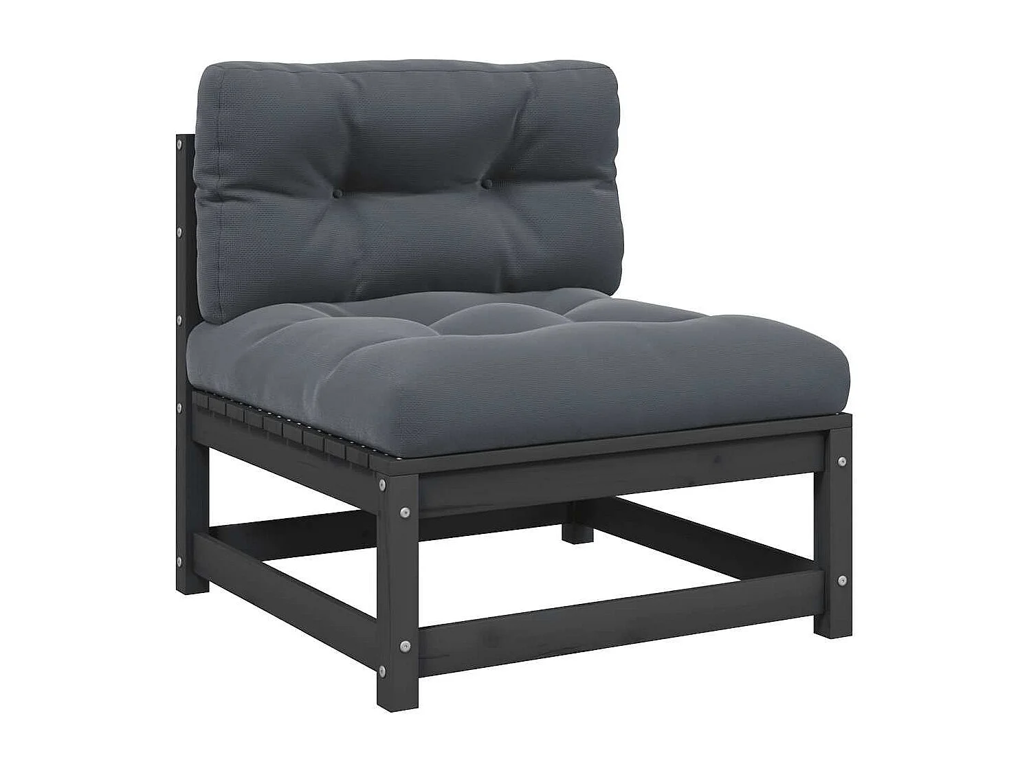 Canapé central de jardin avec coussins anthracite Gris