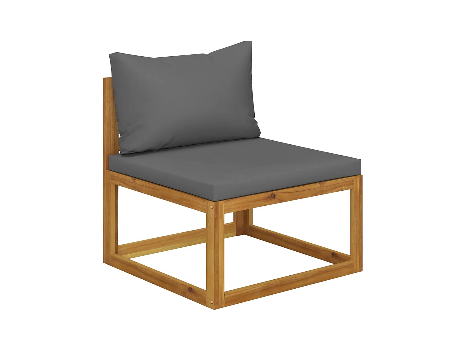 Canapé central sectionnel avec coussin gris foncé Bois d'acacia