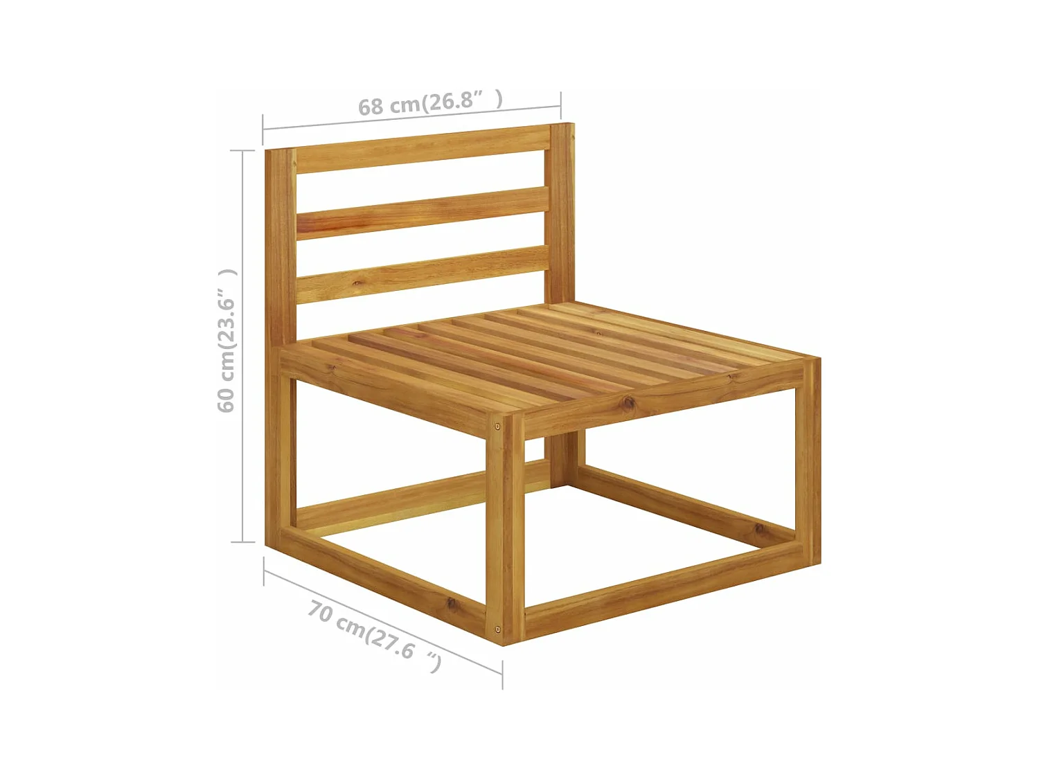 Canapé central sectionnel avec coussin gris foncé Bois d'acacia