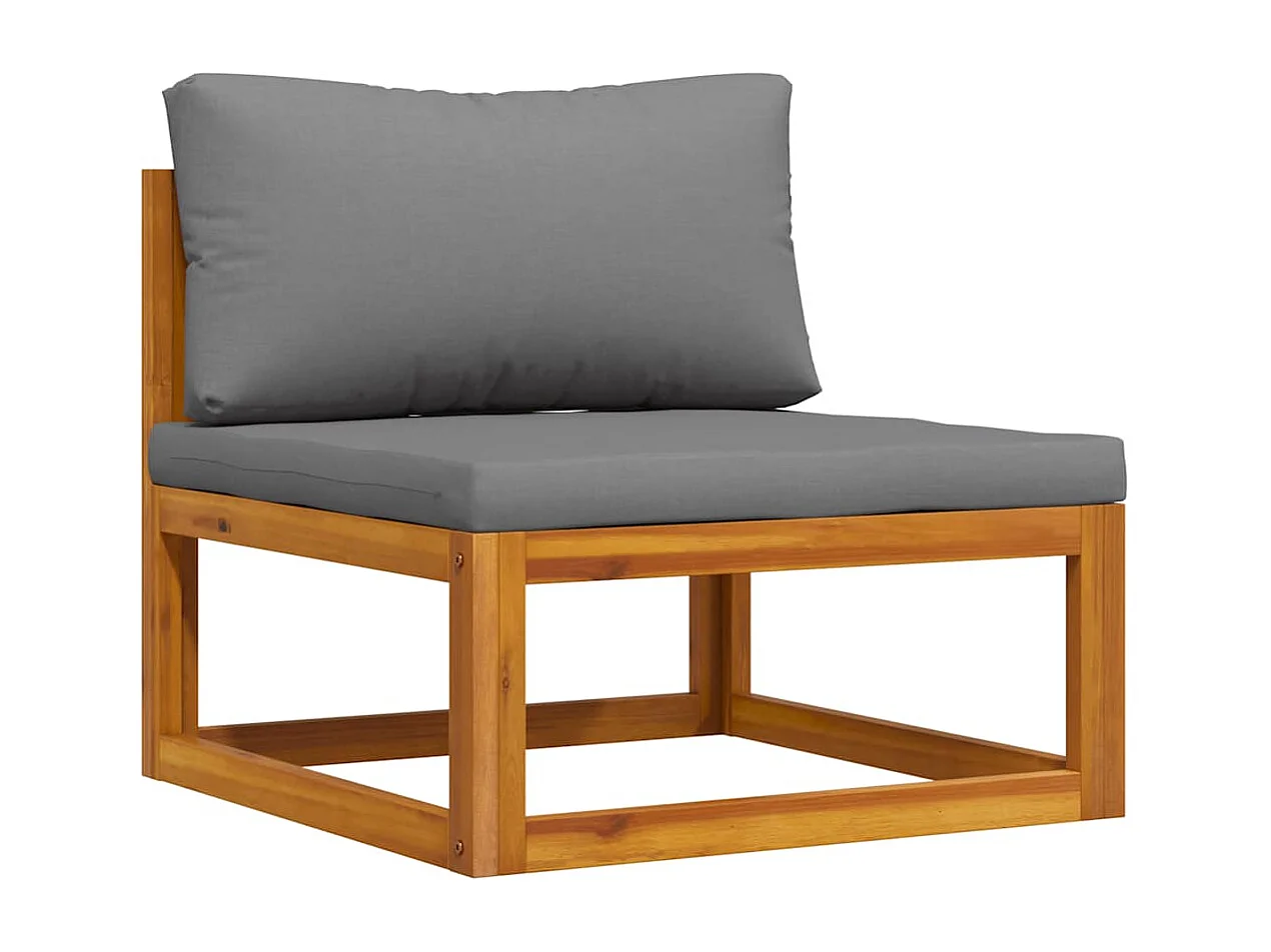 Modular-Mittelsofa mit Dunkelgrauen Kissen Akazie Massivholz