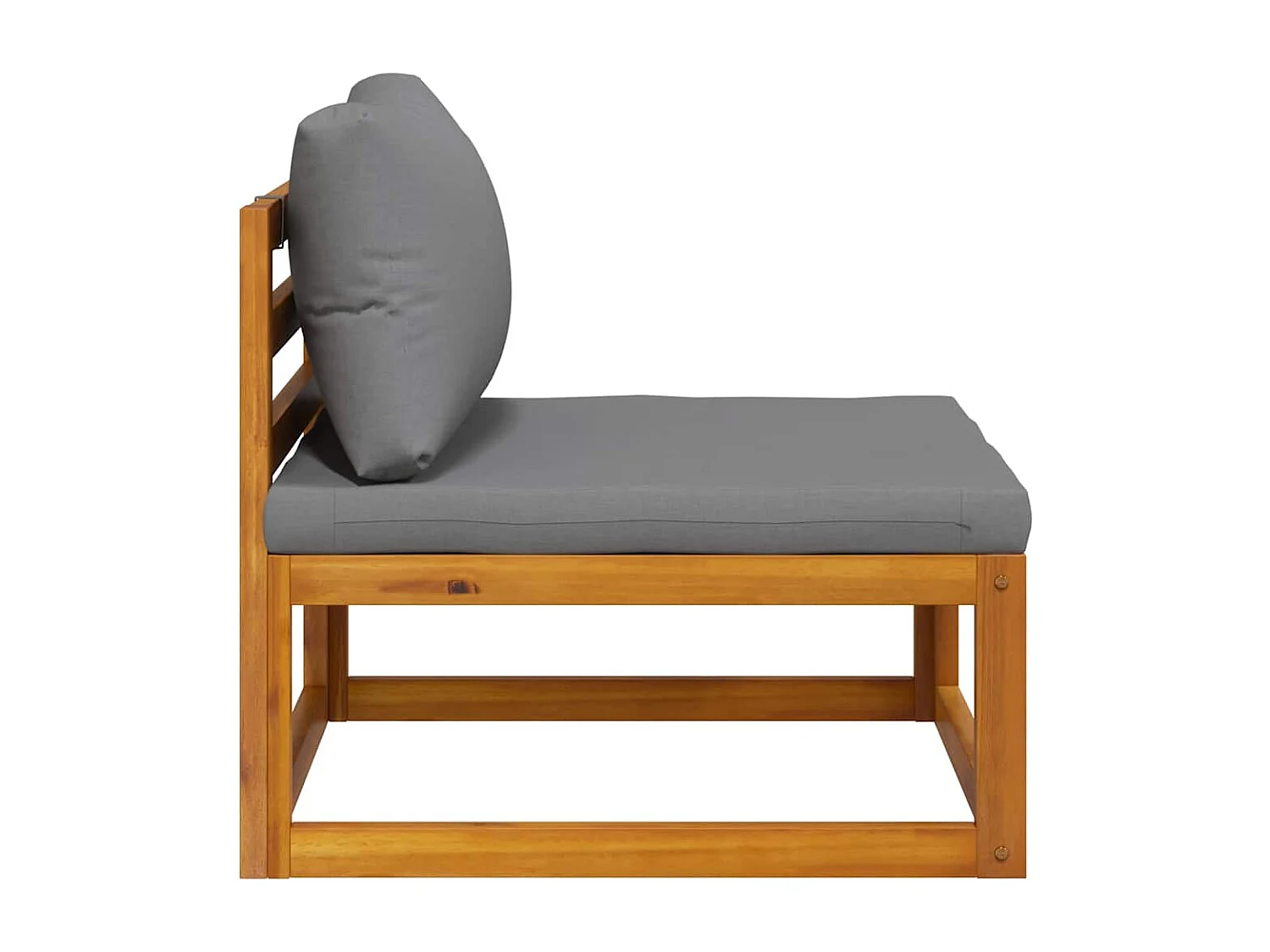 Modular-Mittelsofa mit Dunkelgrauen Kissen Akazie Massivholz