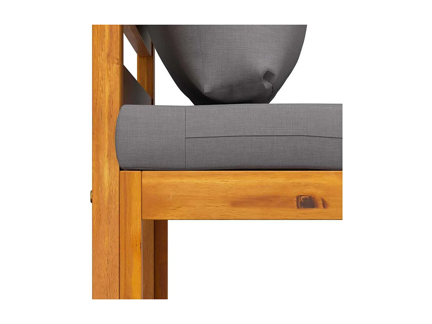 Modular-Mittelsofa mit Dunkelgrauen Kissen Akazie Massivholz