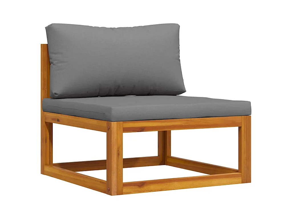 Sofá centro seccional e almofadão cinzento-escuro acácia maciça