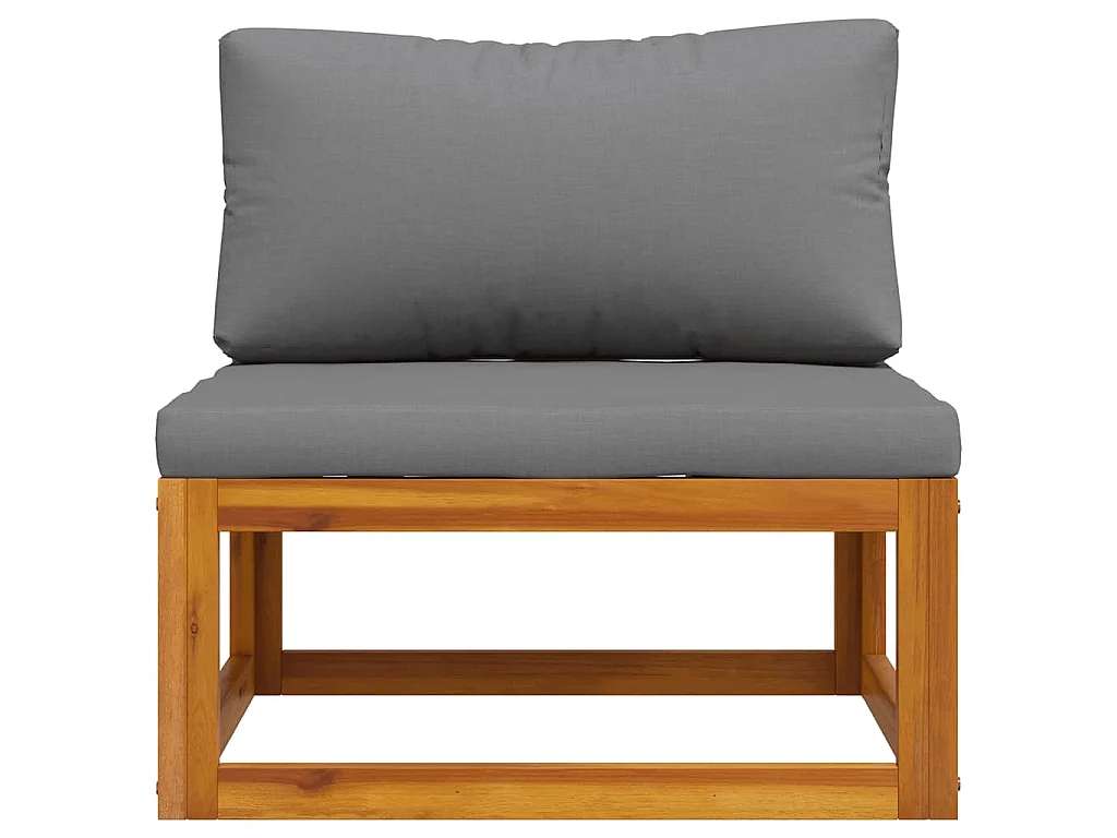 Sofá centro seccional e almofadão cinzento-escuro acácia maciça