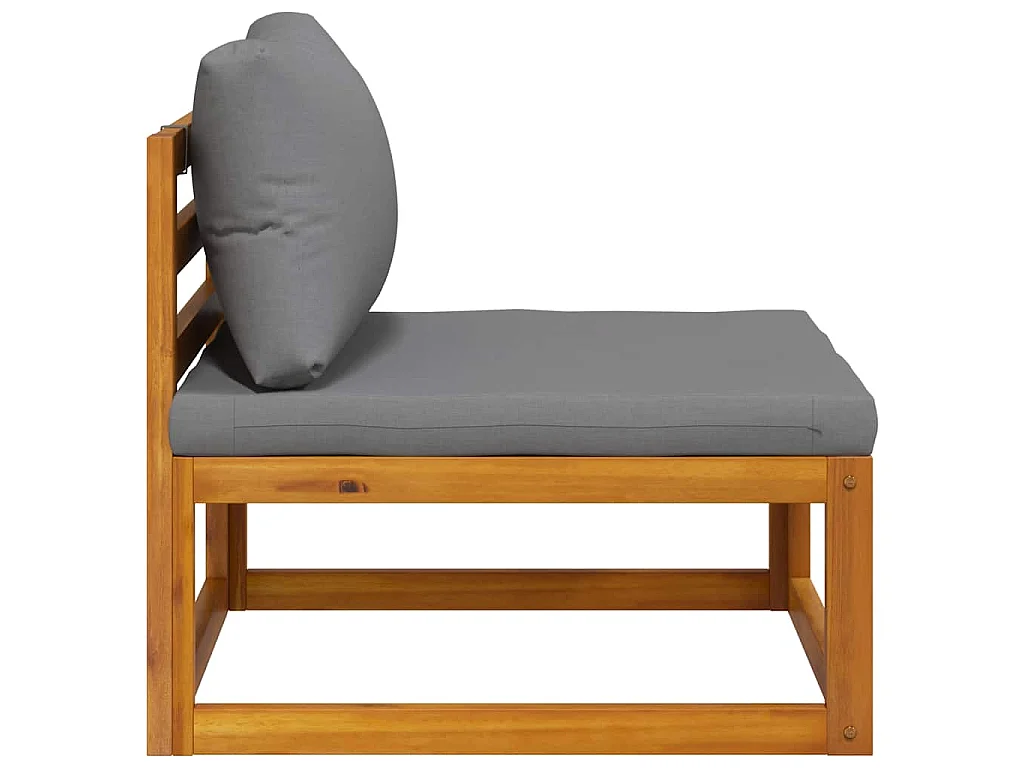 Sofá centro seccional e almofadão cinzento-escuro acácia maciça