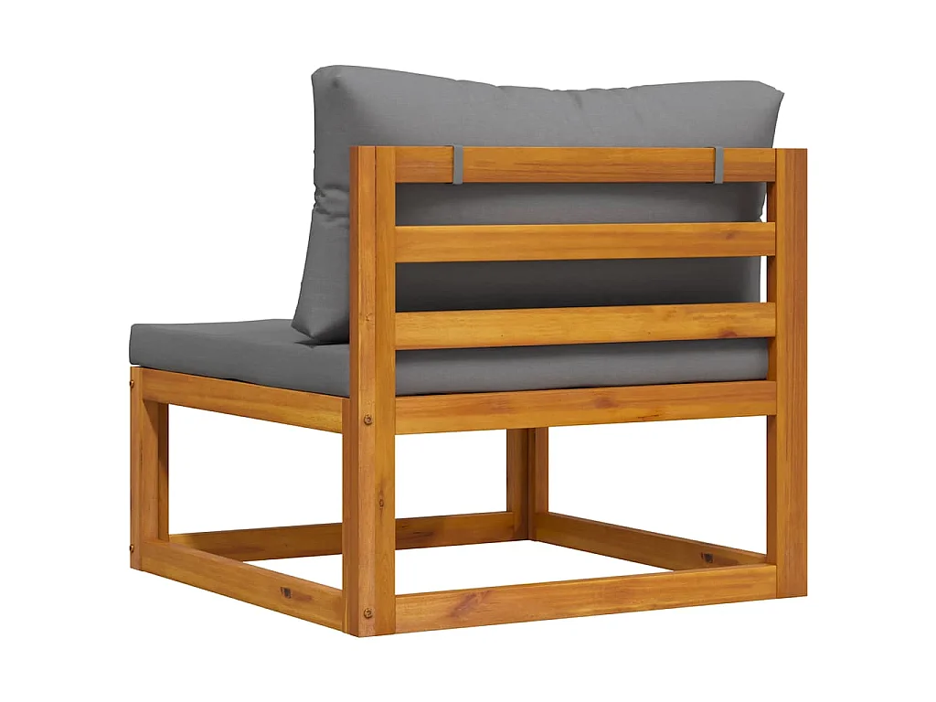 Sofá centro seccional e almofadão cinzento-escuro acácia maciça