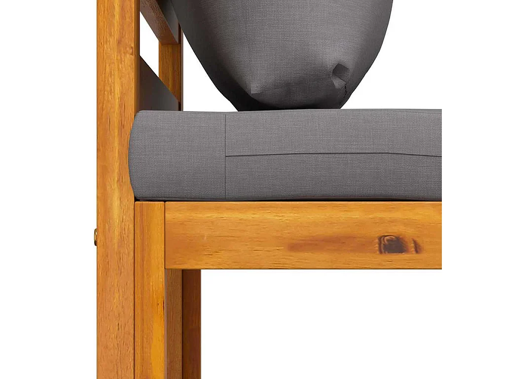 Sofá centro seccional e almofadão cinzento-escuro acácia maciça