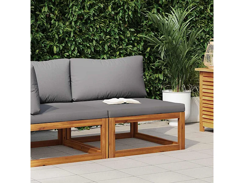 Canapé central sectionnel avec coussin gris foncé Bois d'acacia