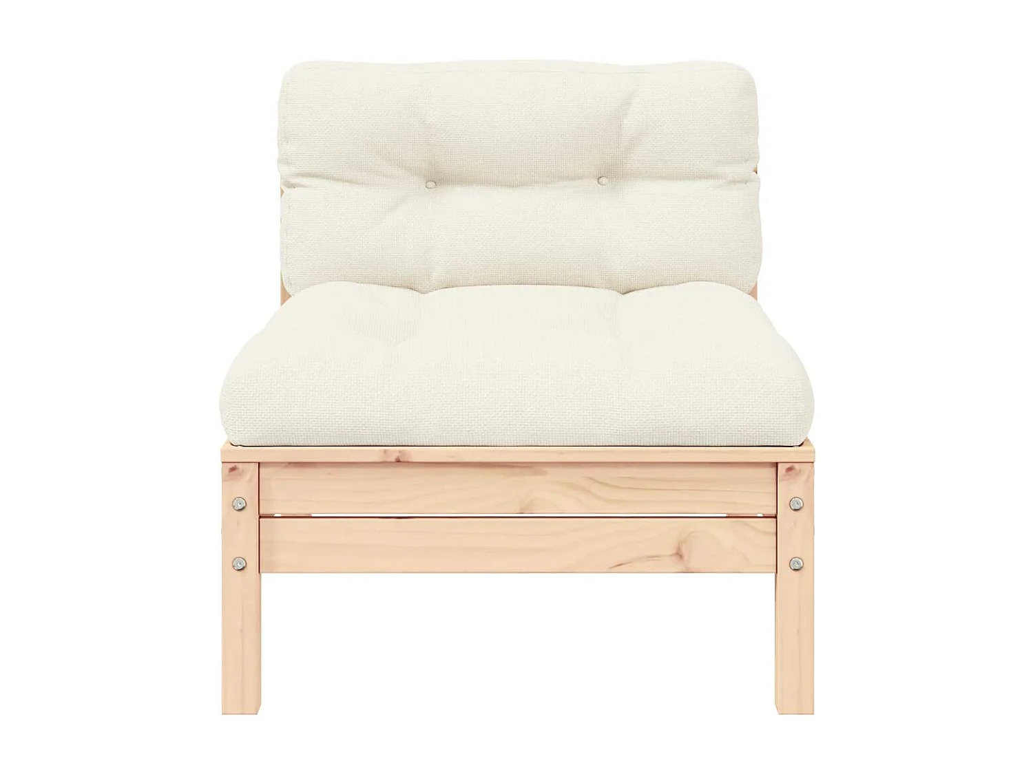 Tuinmiddenbank met crèmekleurige kussens massief grenenhout